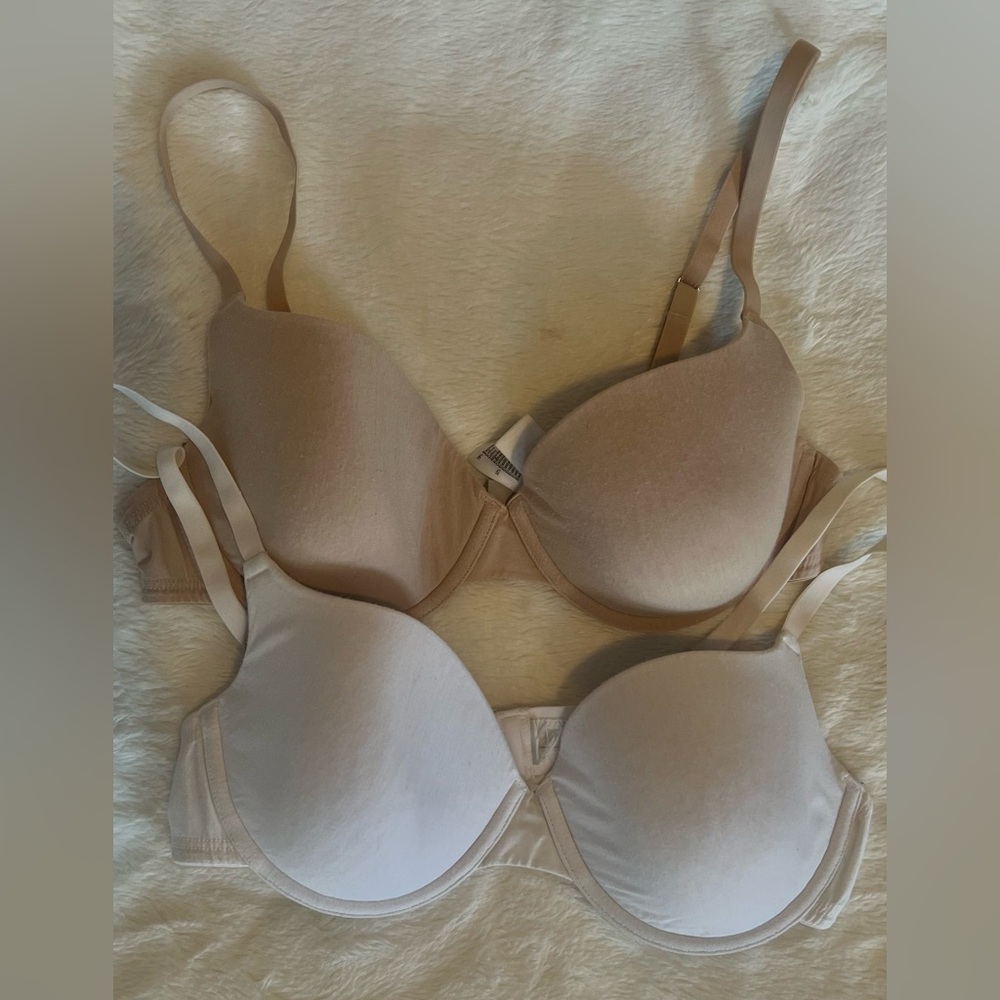 Hanro Tan and White Intimates Cotton Sensation Bras with Underwire (80B)